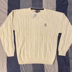 Vtg 2000s NWT Chaps Ralph Lauren Mens Cable Knit Crewneck Sweater Sz L Cream